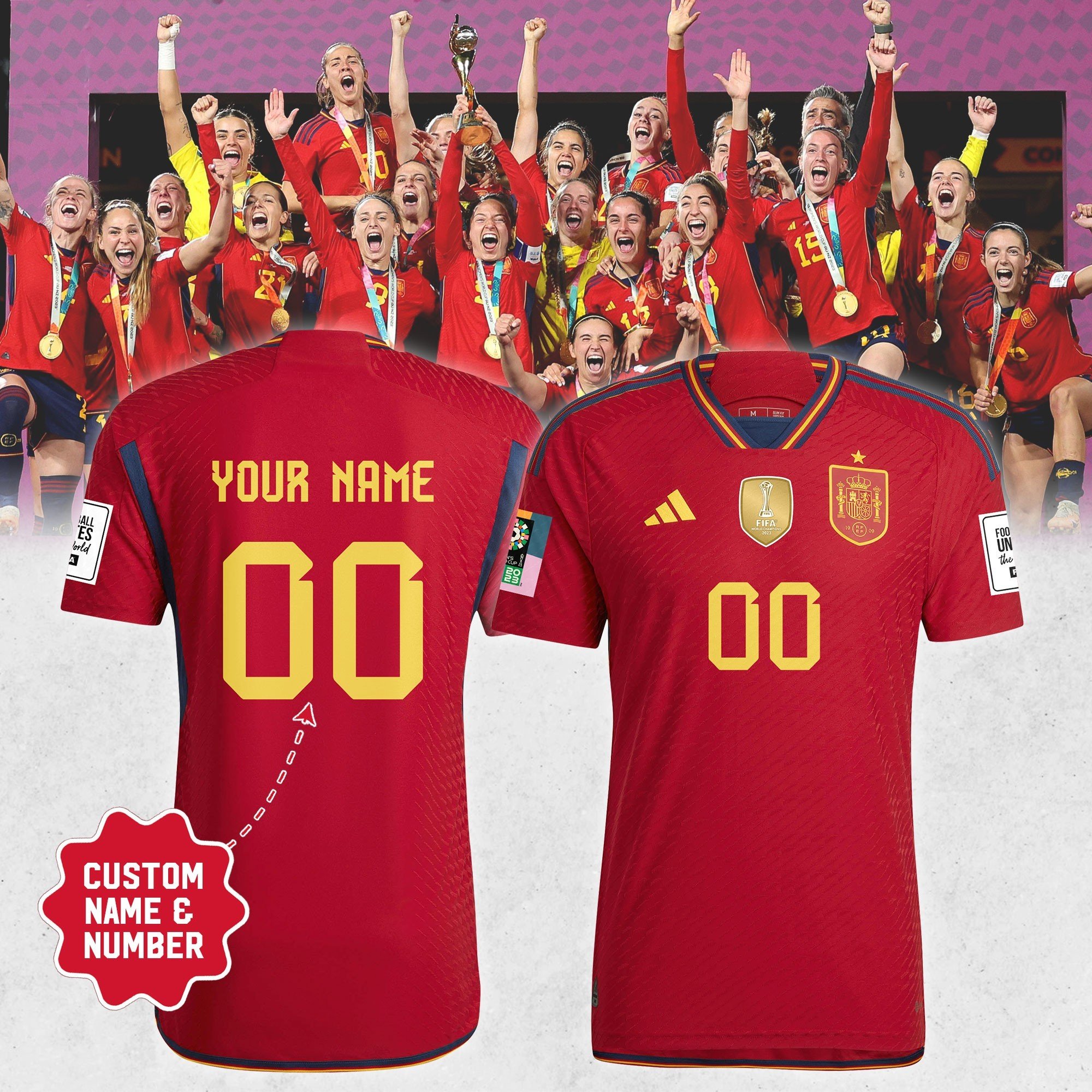 Spain Women's World Cup 2023 Champions Jersey -  Worldwide  Shipping