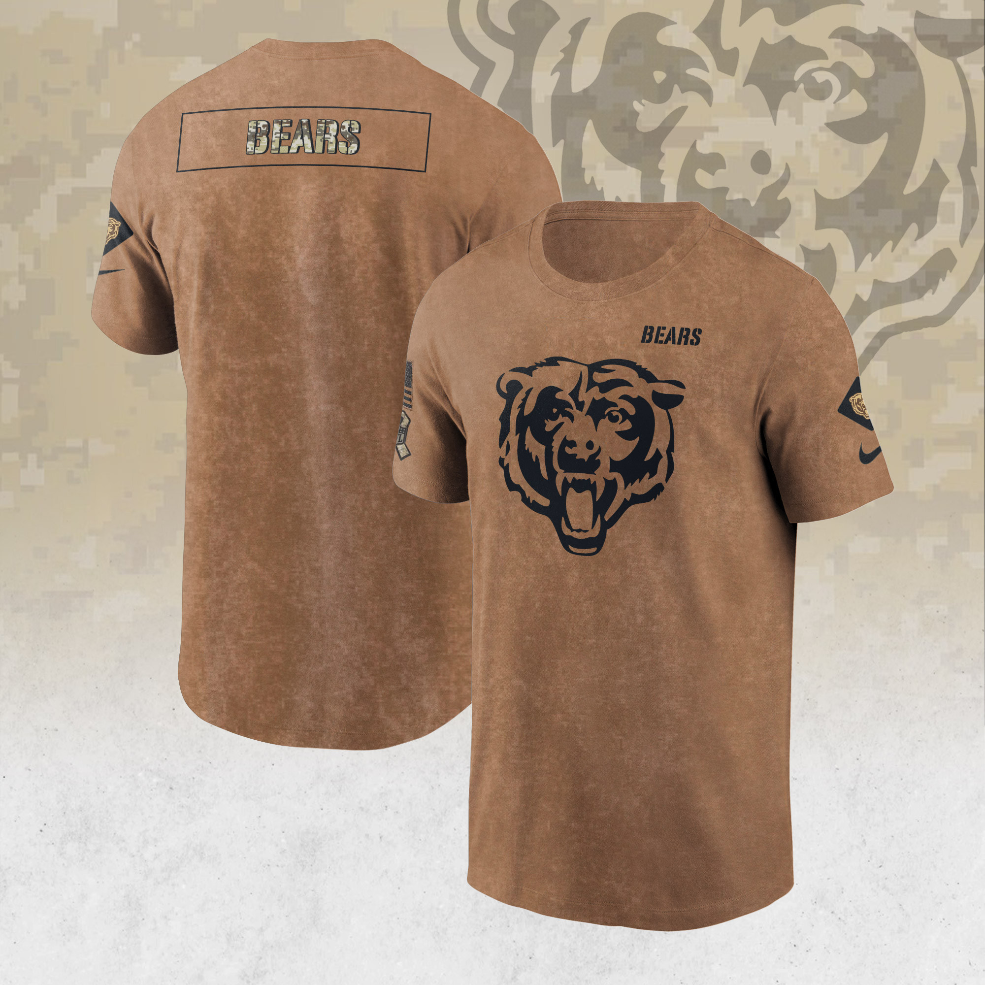 Men's Nike Brown Chicago Bears 2023 Salute to Service Sideline T-Shirt