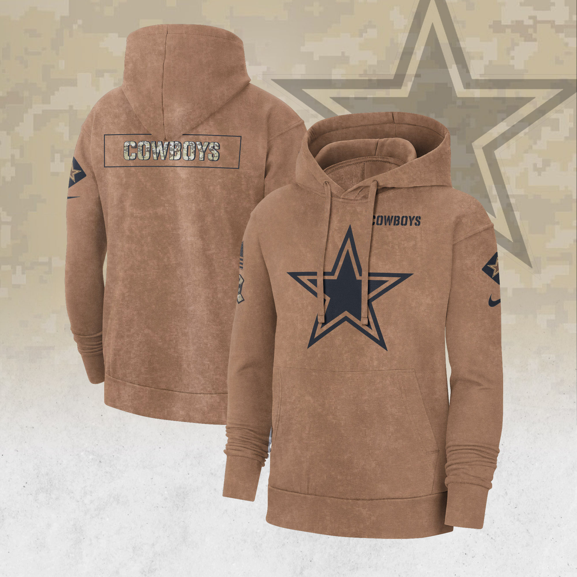 Men's Nike Brown Philadelphia Eagles 2023 Salute to Service Club Pullover Hoodie Size: 3XL