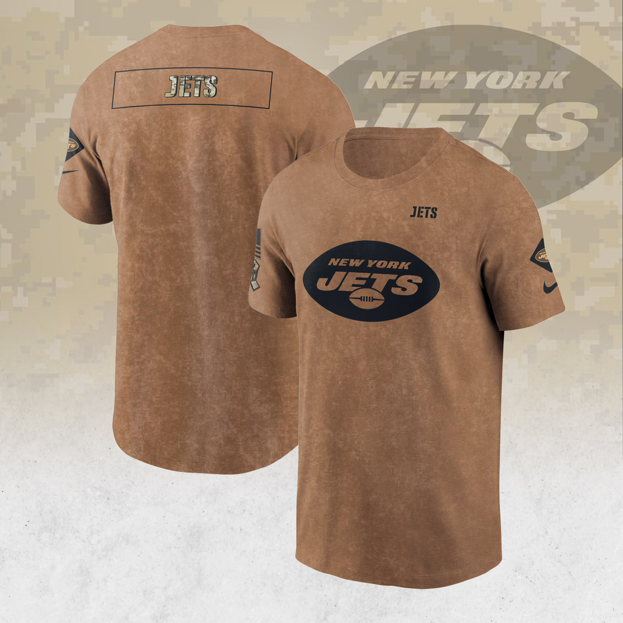 Men's Nike Brown New York Jets 2023 Salute to Service Sideline T-Shirt Size: Medium