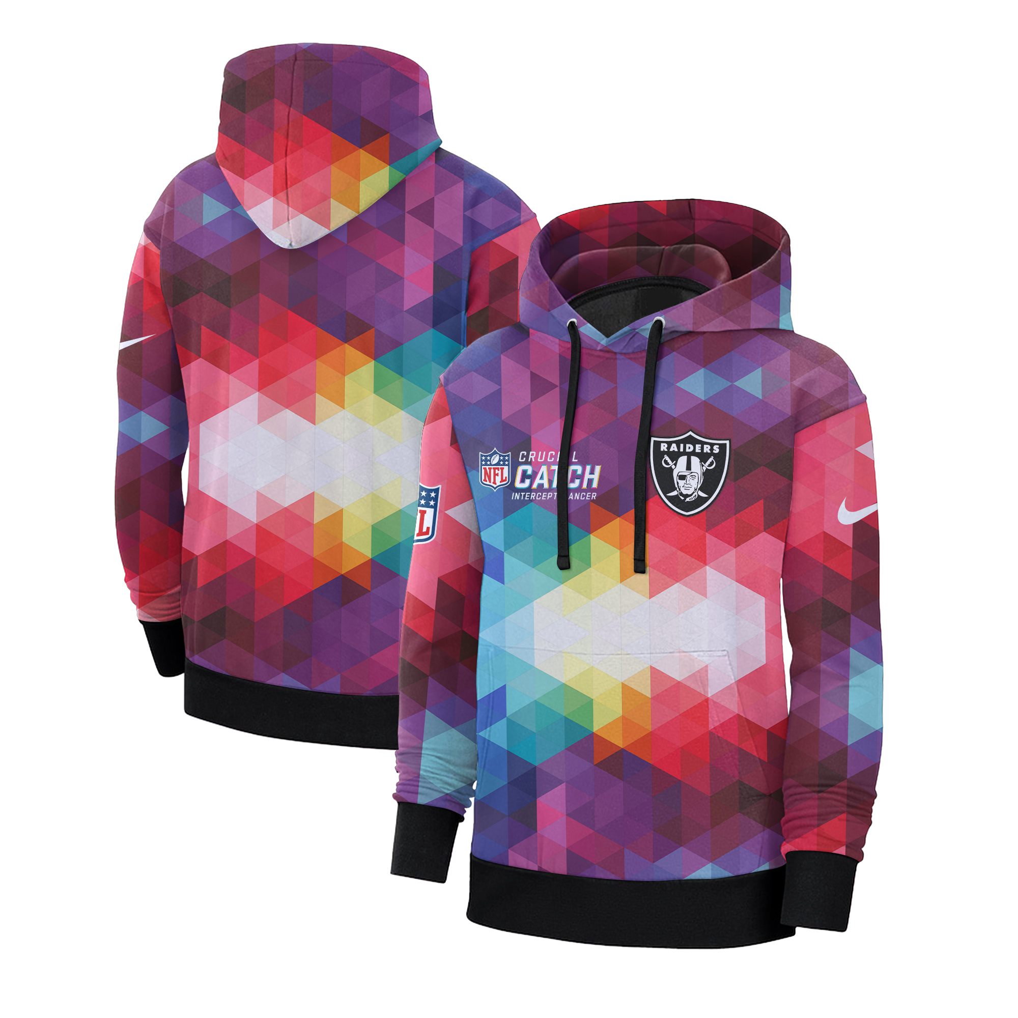 NFL Intercept Cancer Hooded Long Sleeve Loose Print Sweatshirt - BTF Store