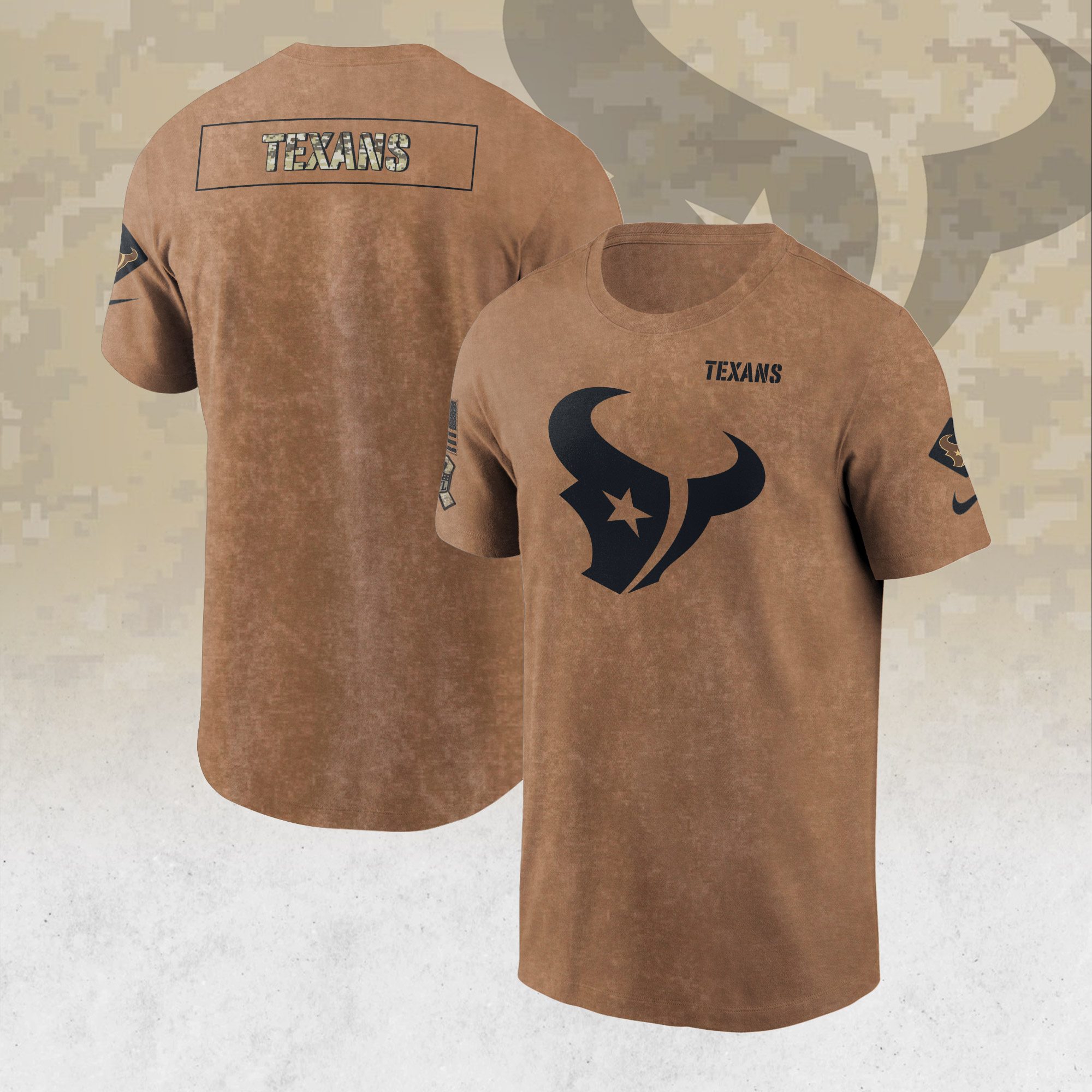 Men's Nike Brown Houston Texans 2023 Salute to Service Sideline T-Shirt Size: Medium