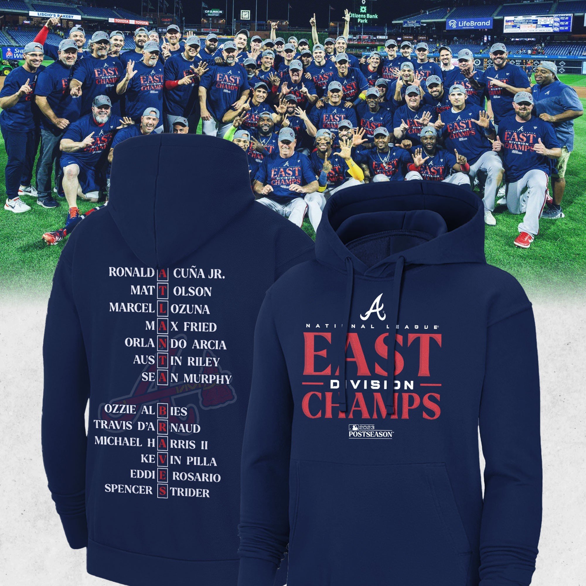 Profile Men's Fanatics Branded Navy Atlanta Braves 2023 NL East Division Champions Locker Room Big & Tall T-Shirt