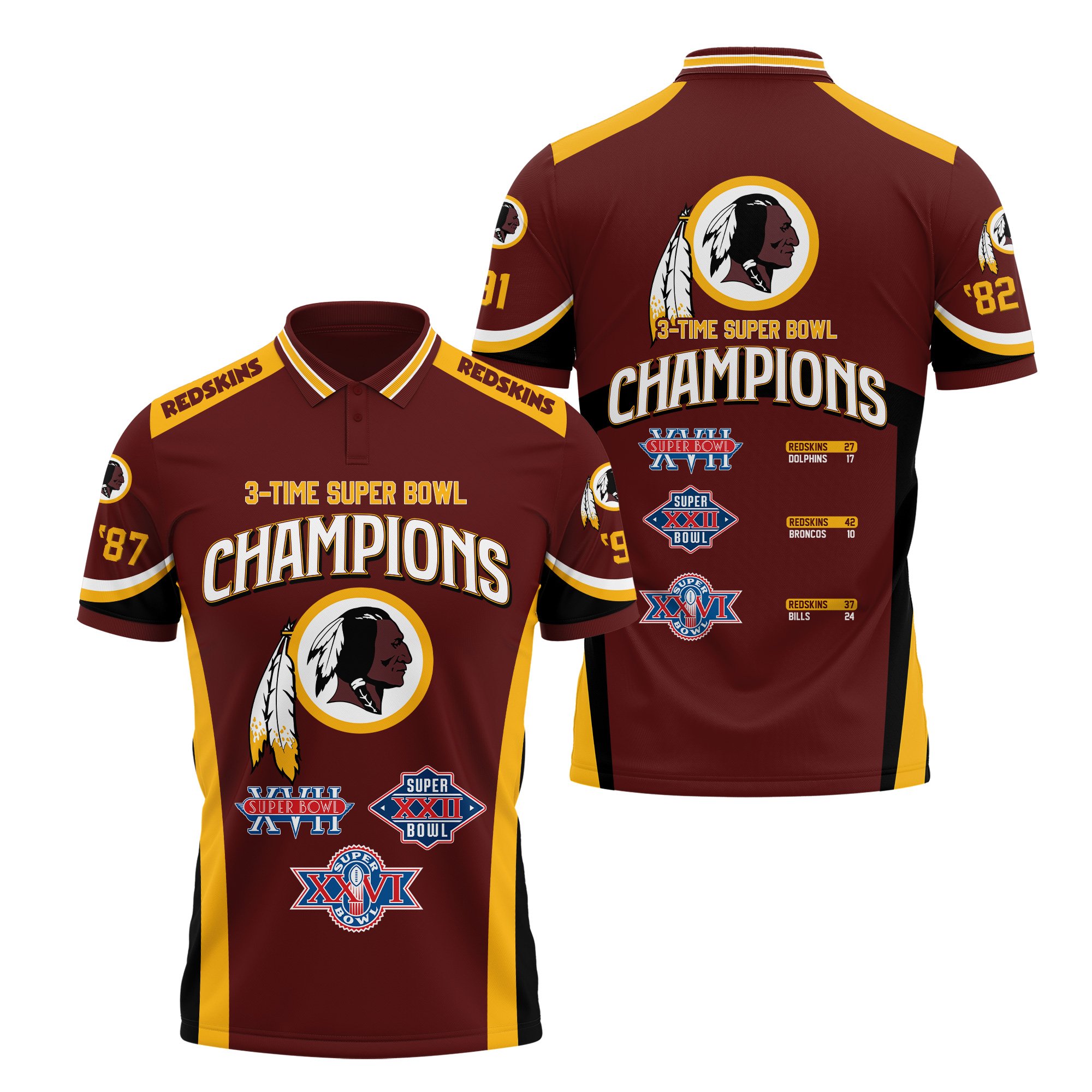 Three Time Super Bowl Champions Washington Commanders T-Shirt