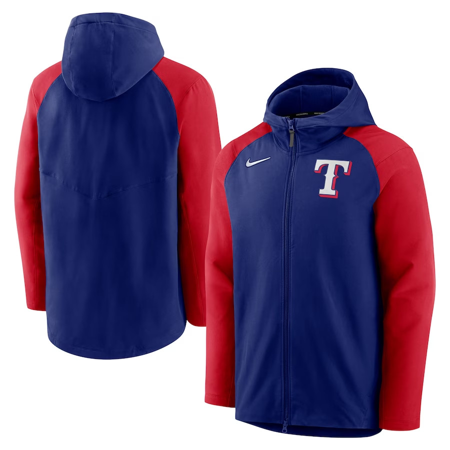 Nike Texas Rangers Sweater Small Adult Gray Blue Therma Fit Full Zip Hoodie  Mens